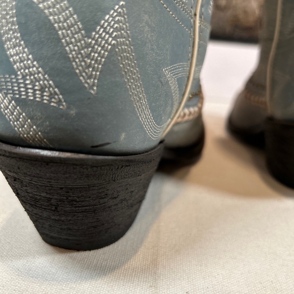 Laredo Western Boots Fancy Sky Blue With Studs Snip Toe Block Heel - Picture 7 of 10